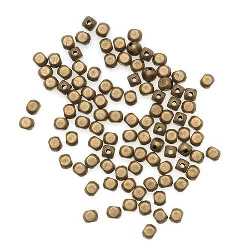 Beadaholique Rounded Cube Beads, 4mm, Antiqued Brass