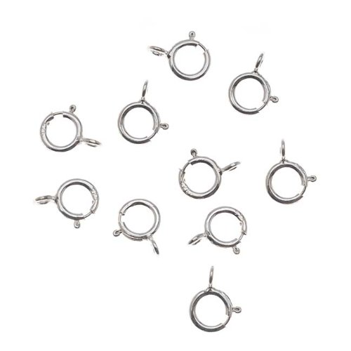 Beadaholique Sterling Open Spring Ring 10-piece Round Clasps, 5mm, Silver