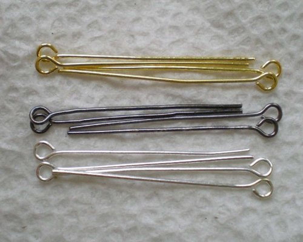 Beading Station 300-piece Mix Eye Pins For Jewelry Making, 1.5-inch/35mm, Silver/gold/black