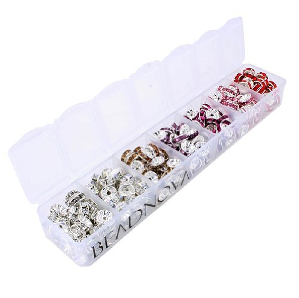 Beadnova 7 Passion Theme Colors Crystal Rondelle Spacer Beads Box Set Value Pack Mix Lot 8mm (#m04 - 280 Pcs Mix Lot)