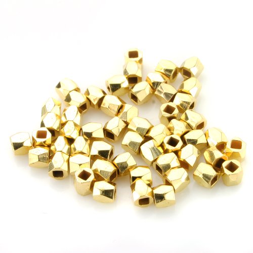 Beadnova Bail Style Gold Plated Faceted Nugget Beads 3-3.5mm For Bracelet