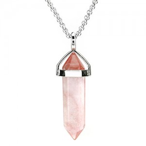 Beadnova Natural Watermelon Cherry Quartz Healing Point Reiki Chakra Cut Gemstone Pendant Necklace Gift Box Packing | Shop jewelry making and beading supplies, tools & findings for DIY jewelry making and crafts. #jewelrymaking #diyjewelry #jewelrycrafts #jewelrysupplies #beading #affiliate #ad