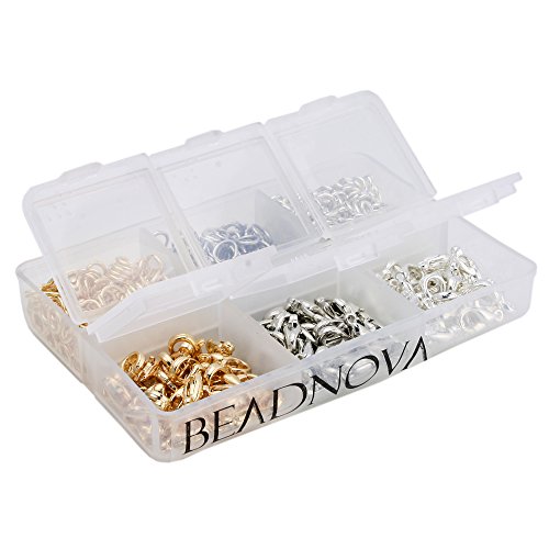 Beadnova Silver Gold Rhodium Plated 90 Pcs Lobster Claw Clasps + 600 Pcs Open Jump Ring Value Pack Box Set Assortment