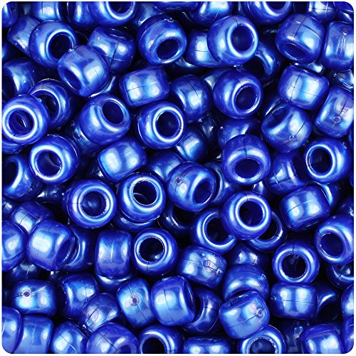 Beadtin Cobalt Blue Pearl 9mm Barrel Pony Beads (500pc)