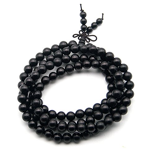 Beautiful Bead Genuine Ebony Wood Buddhist Prayer Bead Necklace/bracelet Meditation Mala Black