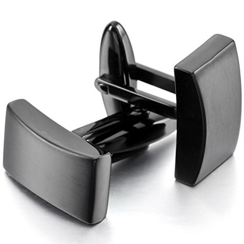 Black 2 Pcs Stainless Steel Cufflinks