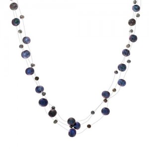 Black Freshwater Cultured Pearl Illusion Necklace Silver Plated | Shop jewelry making and beading supplies, tools & findings for DIY jewelry making and crafts. #jewelrymaking #diyjewelry #jewelrycrafts #jewelrysupplies #beading #affiliate #ad