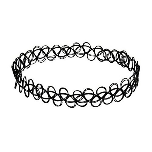 Black Gothic Stretch Elastic Double Line Henna Tattoo Choker