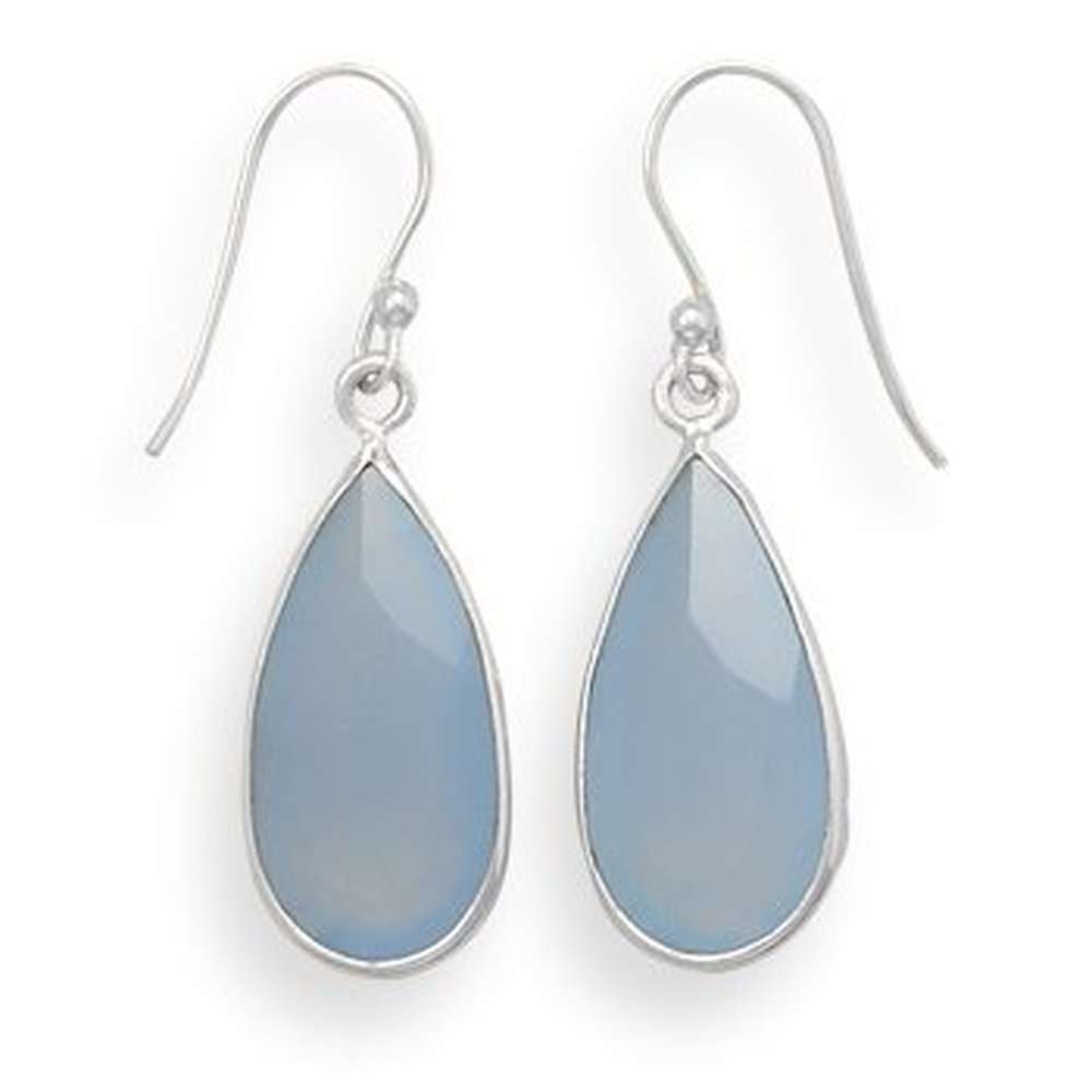 Blue Chalcedony Pear Shape Earrings
