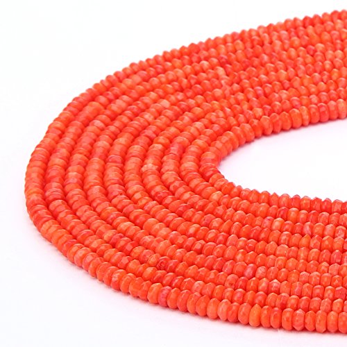 Brcbeads Gorgeous Natural Oranger Coral Gemstone Faceted Rondelle Loose Beads 4*6mm Approxi 15.5 Inch 95pcs 1 Strand Per Bag For Jewelry Making