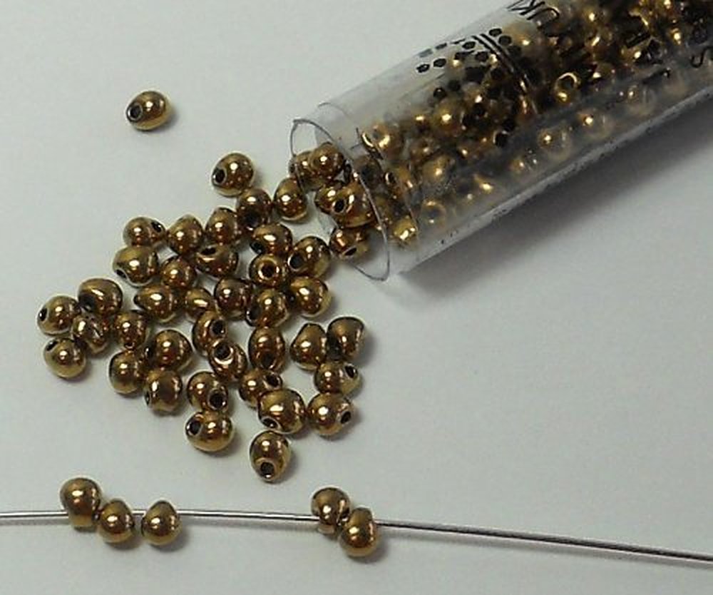 Bronze Metallic Miyuki 3.4mm Fringe Seed Bead Glass Tear Drops 25 Gram Tube Approx 650 Beads