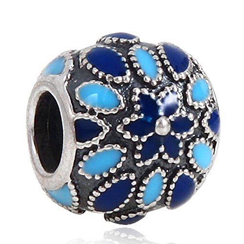 Cathedral With Rose Blue Enamel 925 Sterling Silver Charm Bead For European Bracelet