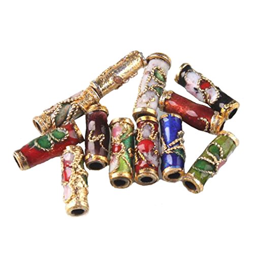 Colorful Flower Tube Enamel Cloisonne Beads Fit Jewelry Making (pack Of 50)