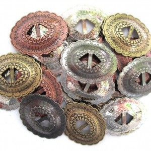 Conchos Mixed Finishes Western 1 1/4″ Oval; Scalloped Style Slotted; 20 Pieces | Shop jewelry making and beading supplies, tools & findings for DIY jewelry making and crafts. #jewelrymaking #diyjewelry #jewelrycrafts #jewelrysupplies #beading #affiliate #ad