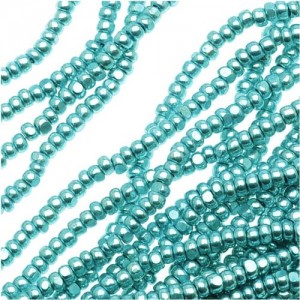 Czech Single Cut Charlotte Seed Beads 13/0 Metallic Turquoise Terra 1/2 Hank | Natural genuine beads Gemstone beads for beading and jewelry making.  #jewelry #beads #beadedjewelry #diyjewelry #jewelrymaking #beadstore #beading #affiliate #ad