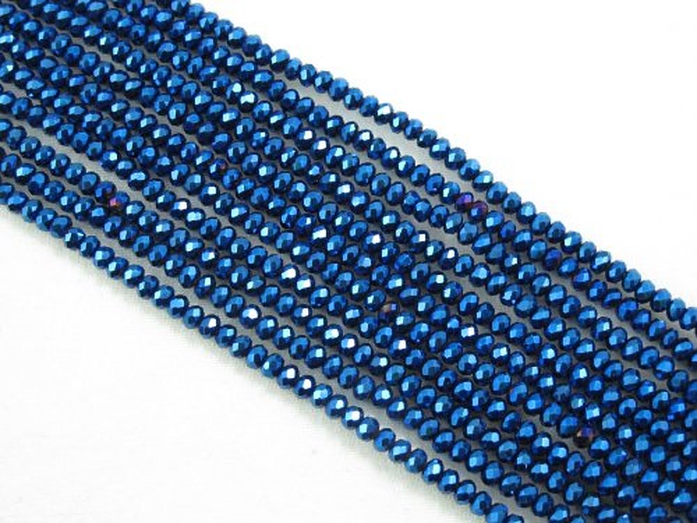 Glass Crystal Faceted Rondelle Finding Spacer Beads 2x3mm 190pcs Blue1 Color 16''per Strand