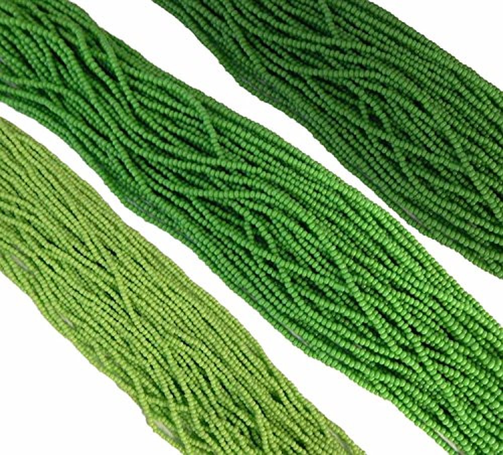 Green Opaque Mix Czech 11/0 Glass Seed Beads 3 Full Hanks Preciosa