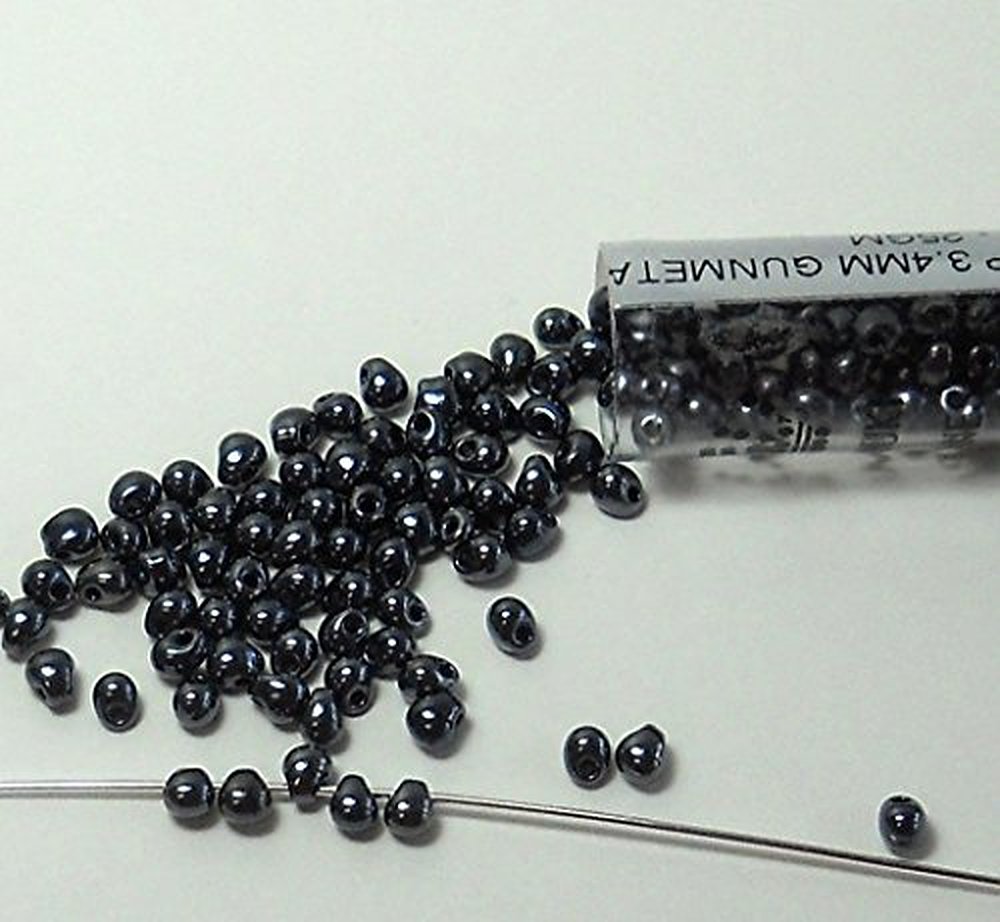Gunmetal Miyuki 3.4mm Fringe Seed Bead Glass Tear Drops 25 Gram Tube Approx 650 Beads