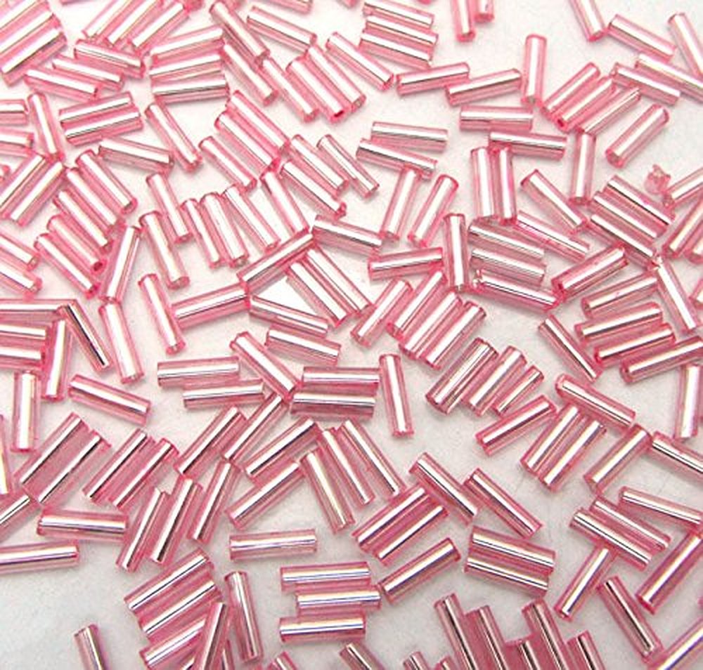 Hot 2x7mm 15g 450pcs Czech Glass Tube Bugle Beads Pink ;ge5812-gjy/4e1d21946