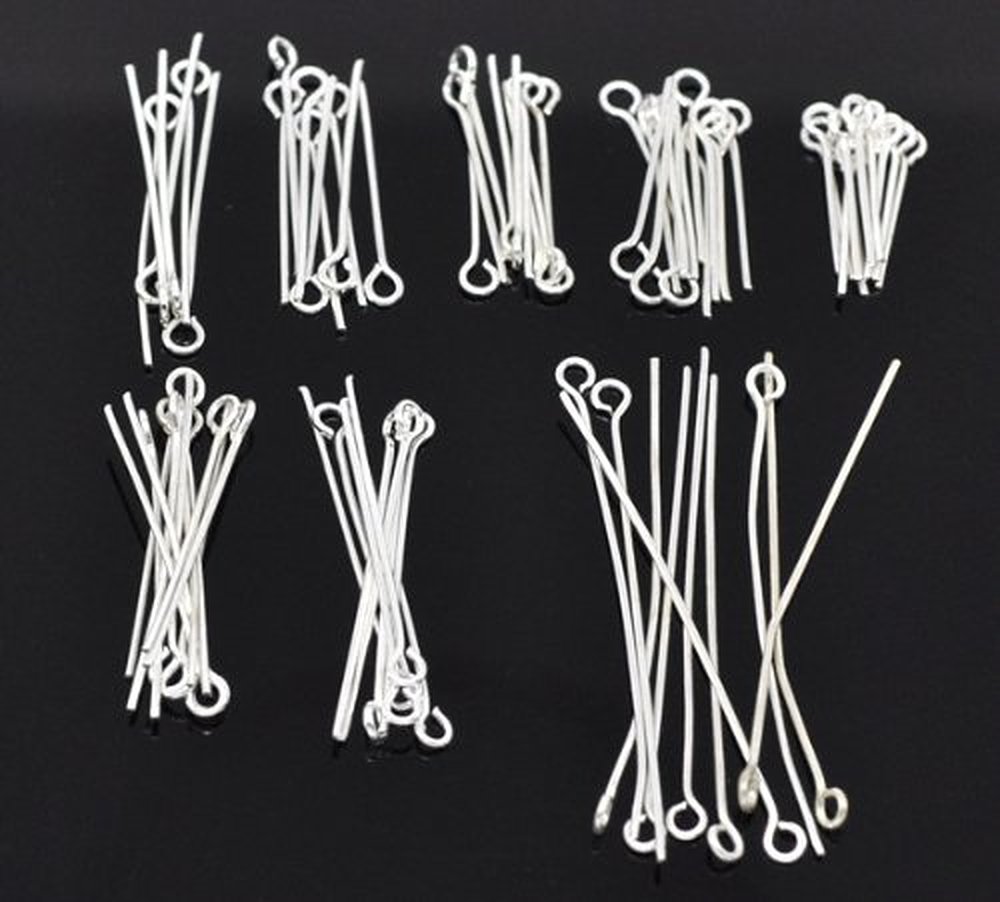 Housweety 800 Pcs Mixed Silver Plated Eye Pins Findings