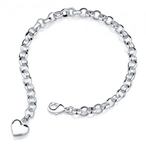 Inspired Sterling Silver Finish Heart Charm Bracelet (White Gold) | Shop jewelry making and beading supplies, tools & findings for DIY jewelry making and crafts. #jewelrymaking #diyjewelry #jewelrycrafts #jewelrysupplies #beading #affiliate #ad