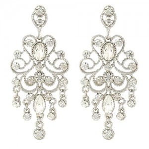 JoinMe Women’s Vintaged Style Crystal Drop Chandelier Filigree Dangle Pierced Earrings Silver-Tone Clear | Shop jewelry making and beading supplies, tools & findings for DIY jewelry making and crafts. #jewelrymaking #diyjewelry #jewelrycrafts #jewelrysupplies #beading #affiliate #ad