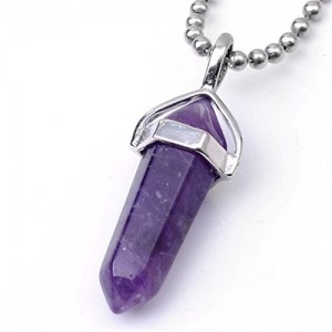 JOVIVI® Jewelry Opalite Healing Point Chakra Cut Gemstone Pendant Necklace (Amethyst) | Shop jewelry making and beading supplies, tools & findings for DIY jewelry making and crafts. #jewelrymaking #diyjewelry #jewelrycrafts #jewelrysupplies #beading #affiliate #ad