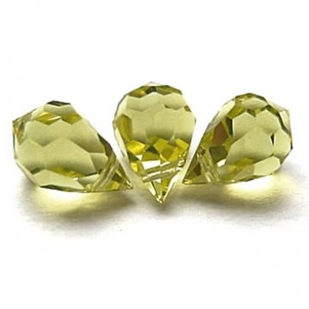 Lemon Yellow Glass Faceted Teardrop Briolette Beads