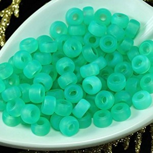 Matte Turquoise Green Clear Czech Glass Pony Beads Large Hole Ring Roller Crow 6mm x 4mm 50pcs | Shop jewelry making and beading supplies, tools & findings for DIY jewelry making and crafts. #jewelrymaking #diyjewelry #jewelrycrafts #jewelrysupplies #beading #affiliate #ad