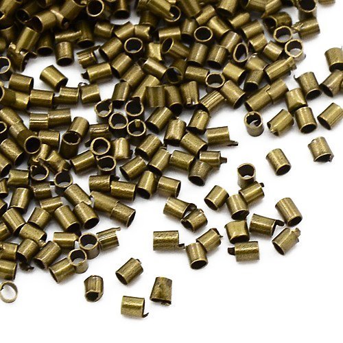 Pack Of 1500+ Antique Bronze Plated Brass 1.5mm Tube Crimp Beads - (ha07800) - Charming Beads