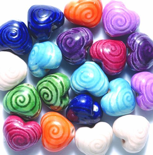 Peruvian Hand Crafted Ceramic Heart Beads