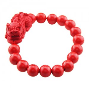 Pixiu Charm Cinnabar Beads Stretch Bracelet for Women Girls E1132 | Shop jewelry making and beading supplies, tools & findings for DIY jewelry making and crafts. #jewelrymaking #diyjewelry #jewelrycrafts #jewelrysupplies #beading #affiliate #ad