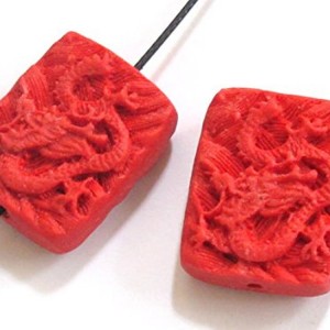 Rectangular Tibetan Dragon Carved Lacquerware Cinnabar Beads | Shop jewelry making and beading supplies, tools & findings for DIY jewelry making and crafts. #jewelrymaking #diyjewelry #jewelrycrafts #jewelrysupplies #beading #affiliate #ad