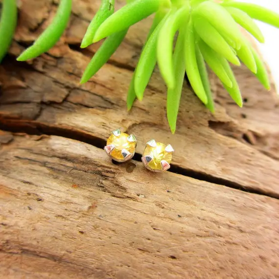 Yellow Sapphire Earrings: Solid Platinum Or 14k Gold Studs | Minimalist Jewelry For Men Or Women | Made In Oregon | 3.5mm