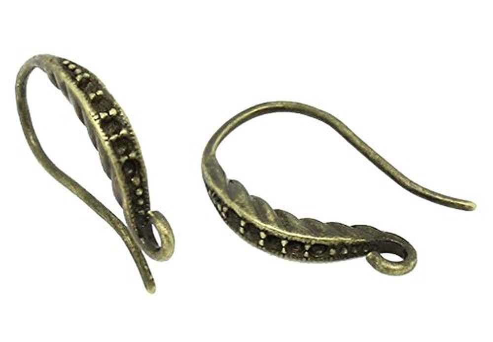 Souarts Antique Bronze Color Ear Wires With Stripe Engraved Pack Of 10pcs