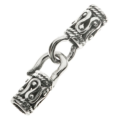 Sterling Silver Crimp Bead 2mm End Cap Hook & Eye For Leather Cord / Findings / Antique