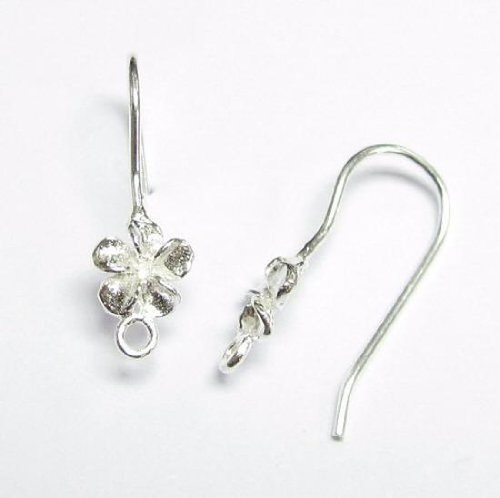 Sterling Silver Flower Ear Wire French Hook Earwires
