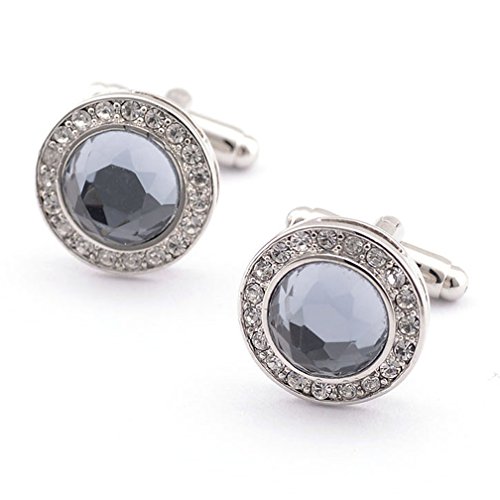 Super Shiny Swarovski Crystal Circular Cufflinks Elegant Style