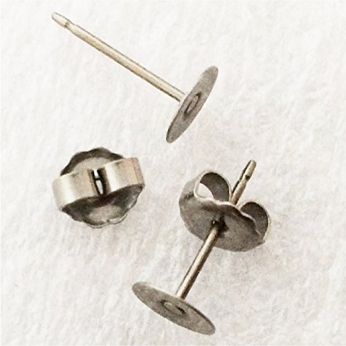 Titanium Earring Supplies,80 Pcs.40- 6mm Pad Posts And 40 Pcs. Stainless Backs,hypoallergenic Jewelry