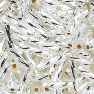 Toho Glass, Twisted Bugle Beads Size #3 9x2mm, 10 Grams, Silver Lined Crystal | Shop jewelry making and beading supplies, tools & findings for DIY jewelry making and crafts. #jewelrymaking #diyjewelry #jewelrycrafts #jewelrysupplies #beading #affiliate #ad