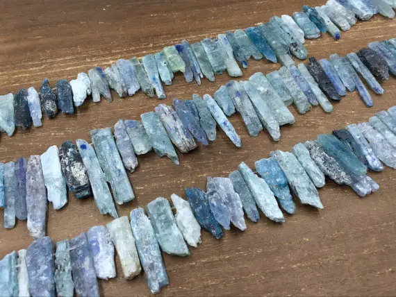 Raw Kyanite Sticks Beads Rough Kyanite Shard Slice Nugget Beads Natural Kyante Gemstone Beads Kyanite Pendant Beads 15.5" Full Strand