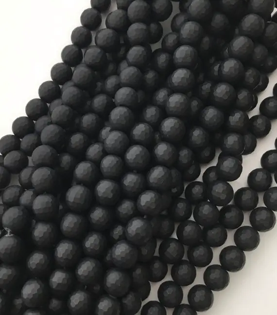 Black Onyx, Faceted Beads, Matte Beads, 8mm Beads, Matte Black, Matte Onyx, Frosted Beads, Black Beads, Black Onyx Beads, Gemstone Beads