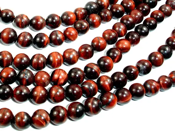 Red Tiger Eye Beads, Round, 6mm (6.5mm), 15 Inch, Full Strand, Approx 62 Beads, Hole 1mm (383054010)