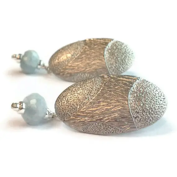 Aquamarine Earrings - March Birthstone Jewellery - Silver Jewelry - Blue Gemstone - Unique - Dangle Er-122