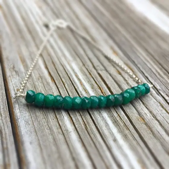 Emerald Bracelet - Green Jewelry - Gemstone Jewellery - May Birthstone - Sterling Silver Chain - Luxe