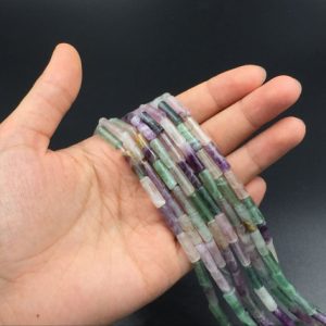 Natural Fluorite Tube Beads 4x14mm Cylinder Fluorite Beads Rainbow Fluorite Gemstone Semiprecious Beads Diy Beads Supplies Bulk Beads | Natural genuine other-shape Fluorite beads for beading and jewelry making.  #jewelry #beads #beadedjewelry #diyjewelry #jewelrymaking #beadstore #beading #affiliate #ad