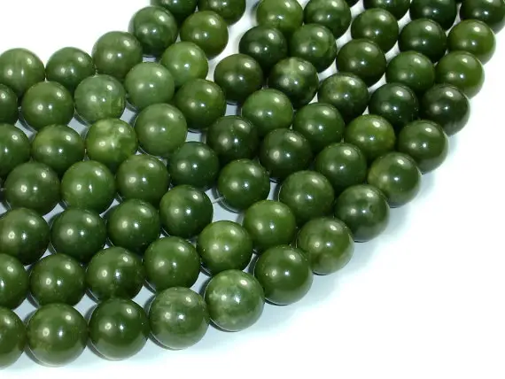 Canadian Jade Beads, 10mm Round Beads, 15.5 Inch, Full Strand, Approx 38 Beads, Hole 1mm, A Quality (179054005)