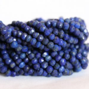 Shop Lapis Lazuli Rondelle Beads! Lapis Lazuli Beads – Full Strand 13.5" – 3mm x 4mm Rondelle Beads – Faceted Beads – Small Blue Beads – Bulk – Dark Blue Gemstones / GB-010 | Natural genuine rondelle Lapis Lazuli beads for beading and jewelry making.  #jewelry #beads #beadedjewelry #diyjewelry #jewelrymaking #beadstore #beading #affiliate #ad