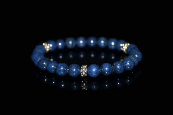 Men's Bracelet, Bracelet For Men, Lapis Lazuli And Sterling Silver Bracelet, Men's Bracelet, Men's Beaded Bracelet, Bracelet For Man