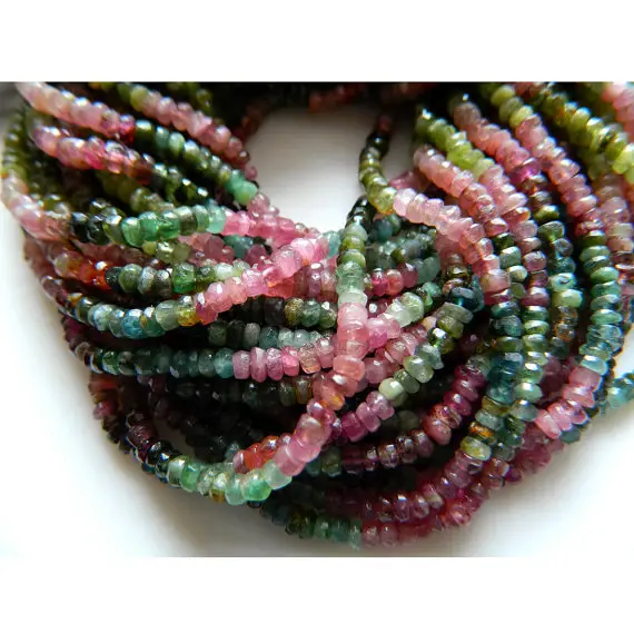 4mm Multi Tourmaline Faceted Rondelle Beads, Natural Multi Tourmaline Faceted Beads, Multi Tourmaline For Jewelry (1st To 5st Options)